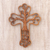 Wood relief panel, 'Tree Cross' - Cross and Tree-Themed Suar Wood Relief Panel from Bali (image 2) thumbail