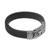 Men's leather and sterling silver wristband bracelet, 'Powerful Puma' - Men's Leather and Sterling Silver Wristband with Puma (image 2e) thumbail