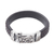 Men's leather and sterling silver wristband bracelet, 'Powerful Bison' - Men's Leather and Sterling Silver Wristband with Bison thumbail