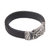 Men's leather and sterling silver wristband bracelet, 'Powerful Bison' - Men's Leather and Sterling Silver Wristband with Bison (image 2d) thumbail