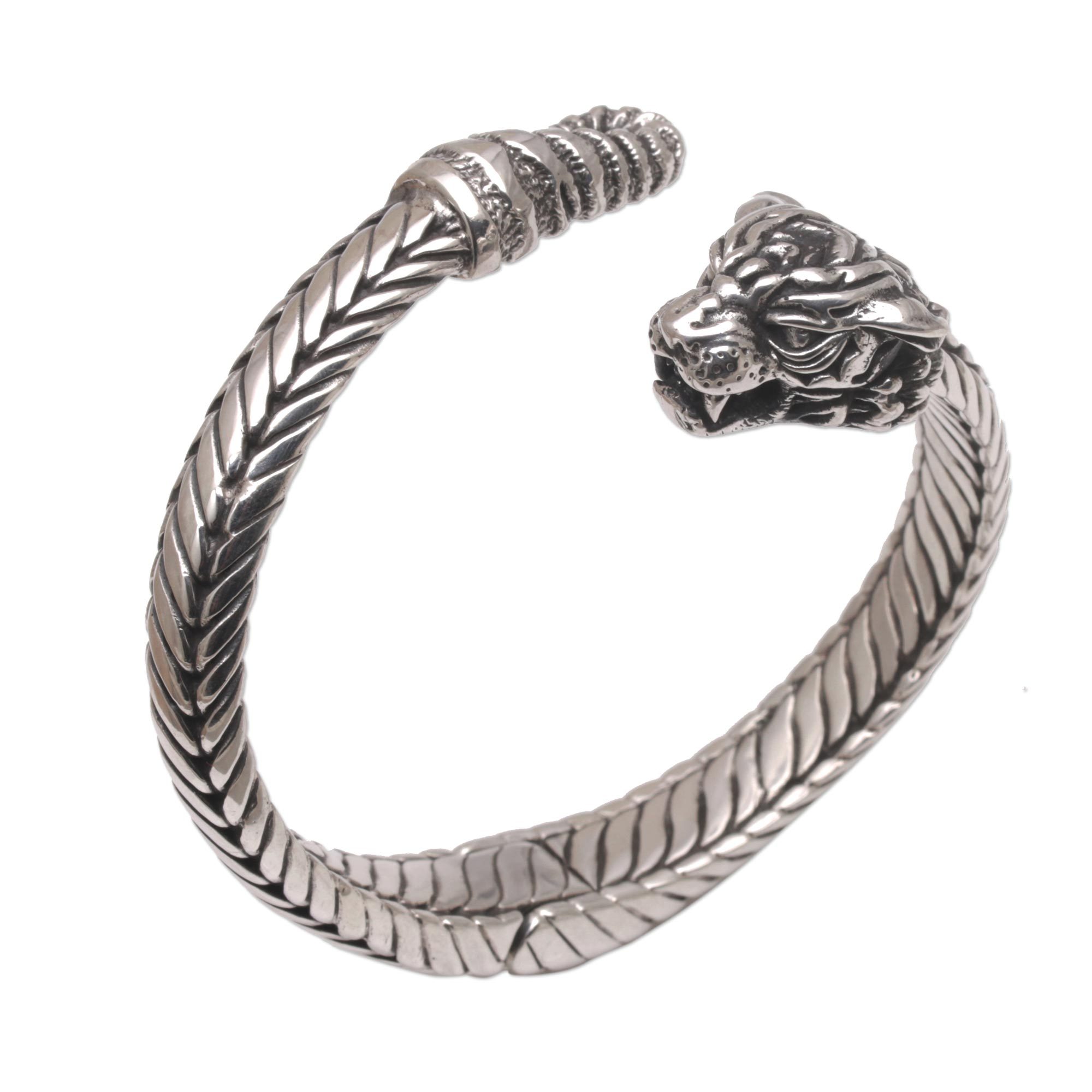 UNICEF Market Unisex Sterling Silver Tiger Cuff Bracelet from