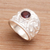 Garnet cocktail ring, 'Misty Trace' - Ornate Balinese Garnet and Sterling Silver Cocktail Ring (image 2b) thumbail