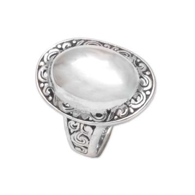 Sterling silver domed cocktail ring, 'Silver Celebrated' - Sterling Silver Domed Ring with Balinese Scroll Work