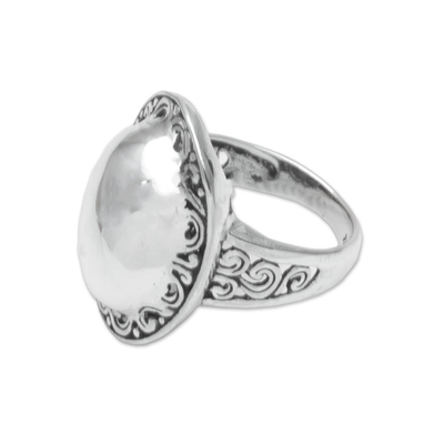Sterling silver domed cocktail ring, 'Silver Celebrated' - Sterling Silver Domed Ring with Balinese Scroll Work