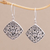 Sterling silver dangle earrings, 'Paradise Window' - Sterling Silver Diamond-Shaped Scroll Work Dangle Earrings (image 2) thumbail