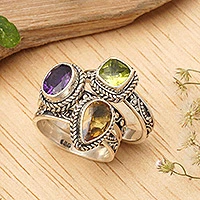 Featured review for Multi-gemstone stacking rings, Perfect Prism (set of 3)