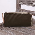 Leather clutch, 'Umber Sophistication' - Handcrafted Leather Wallet in Umber from Java
