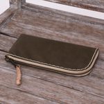 Leather clutch, 'Umber Sophistication' - Handcrafted Leather Wallet in Umber from Java