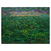 'Baturiti Beauty' (2017) - Green Impressionist Landscape Painting (2017) from Java