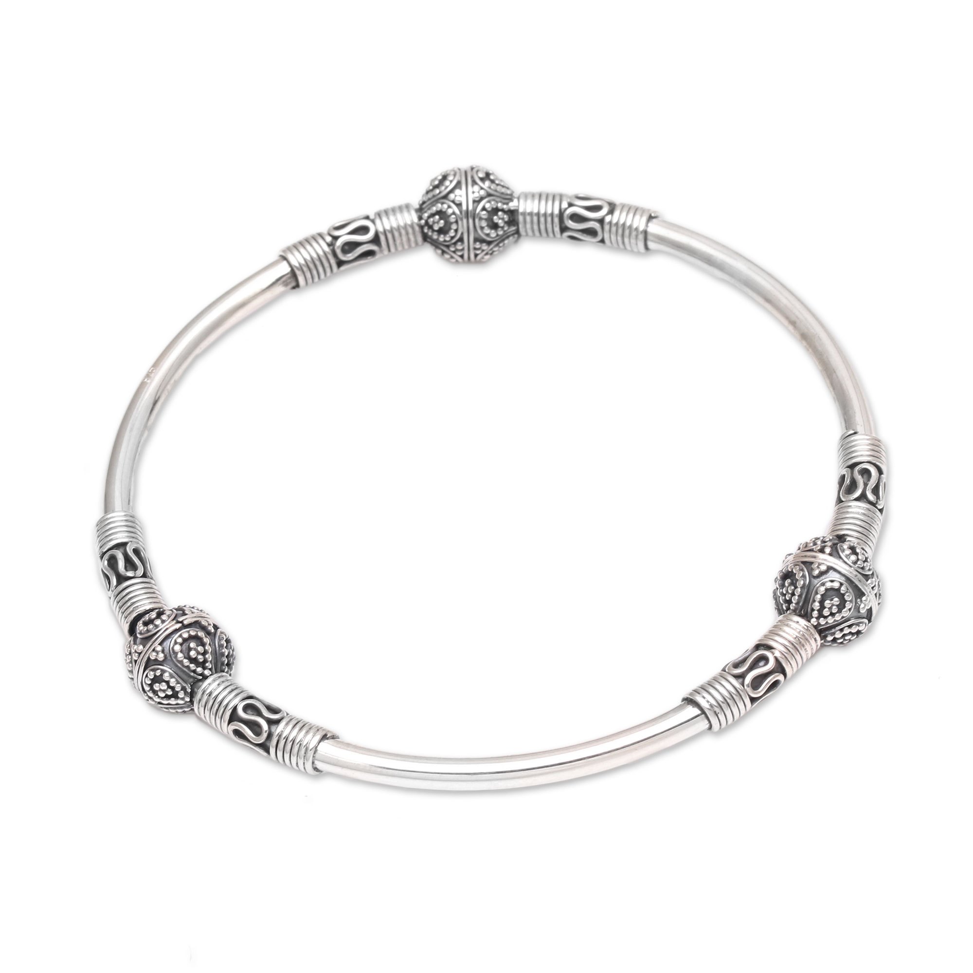Sterling Silver Bangle Bracelet from Bali Bali Celebration NOVICA
