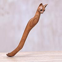 Wood back scratcher, Kitty Comfort in Natural