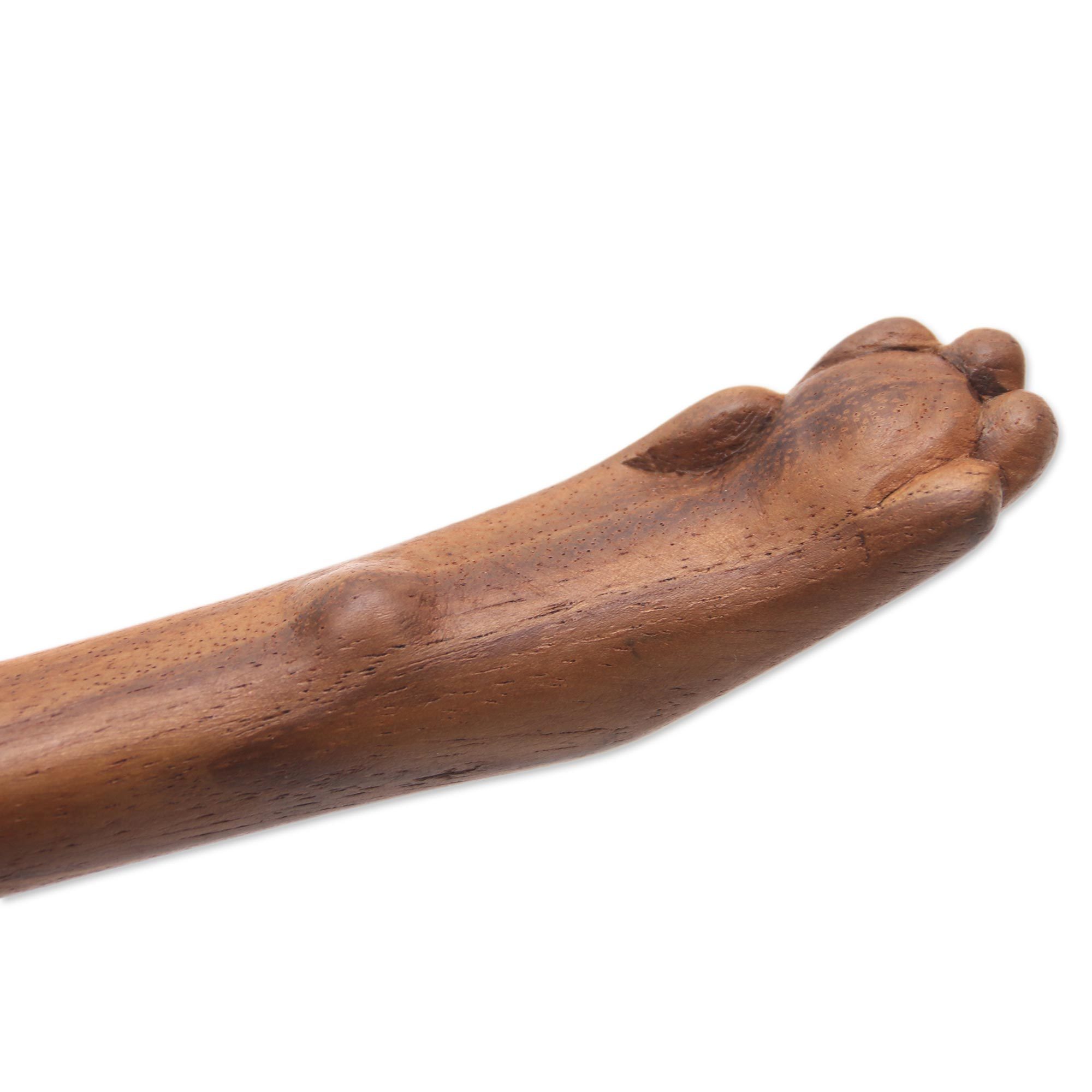 UNICEF Market Cat Paw Wood Back Scratcher Hand Carved in Bali Kitty Comfort in Natural