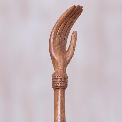 Wood back scratcher, 'Turtle Relief in Natural' - Turtle Themed Wood Back Scratcher Hand Carved in Bali