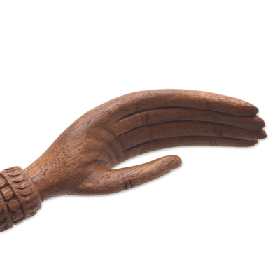 Wood back scratcher, 'Turtle Relief in Natural' - Turtle Themed Wood Back Scratcher Hand Carved in Bali