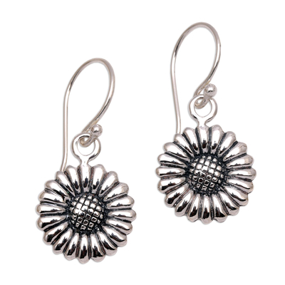 Sterling silver dangle earrings, 'Sweet Daisy' - Sterling Silver Daisy Flower Dangle Earrings from Bali
