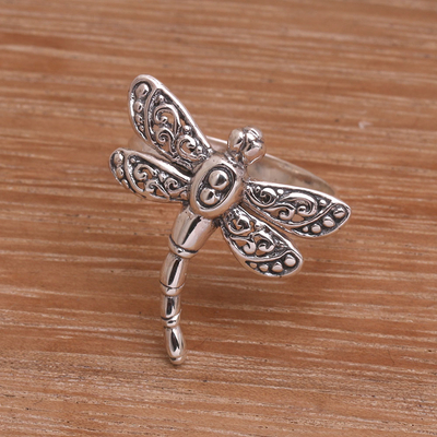 Sterling Silver Dragonfly Cocktail Ring 