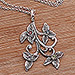 Multi-gemstone pendant necklace, 'Kembang Setaman' - Multi-Gemstone Floral Sterling Silver Pendant Necklace