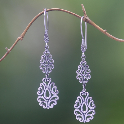 Sterling silver dangle earrings, 'Mystic Vines' - Sterling Silver Dangle Earrings Handcrafted in Bali