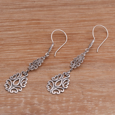 Sterling Silver Dangle Earrings Handcrafted in Bali - Mystic Vines | NOVICA