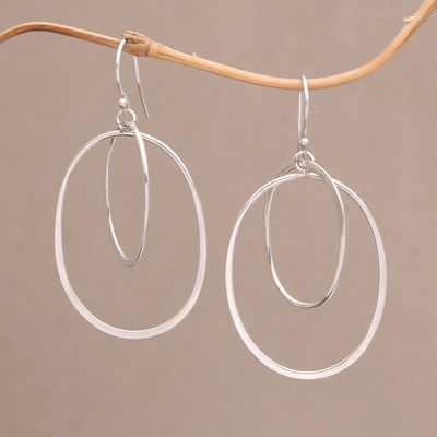 Sterling silver dangle earrings, 'Around You' - Sterling Silver Dangle Earrings Handcrafted in Bali