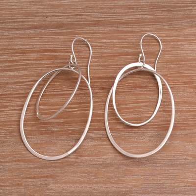 Sterling silver dangle earrings, 'Around You' - Sterling Silver Dangle Earrings Handcrafted in Bali