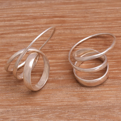 Sterling silver hoop earrings, 'Modern Curls' - Modern Sterling Silver Hoop Earrings from Bali