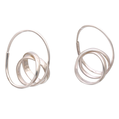 Sterling silver hoop earrings, 'Modern Curls' - Modern Sterling Silver Hoop Earrings from Bali