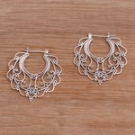 Sterling silver hoop earrings, 'Graceful Glamour' - Sterling Silver Hoop Earrings Handcrafted in Bali
