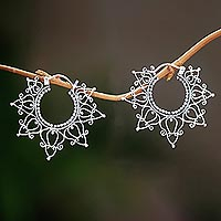 Featured review for Sterling silver hoop earrings, Halo of Petals