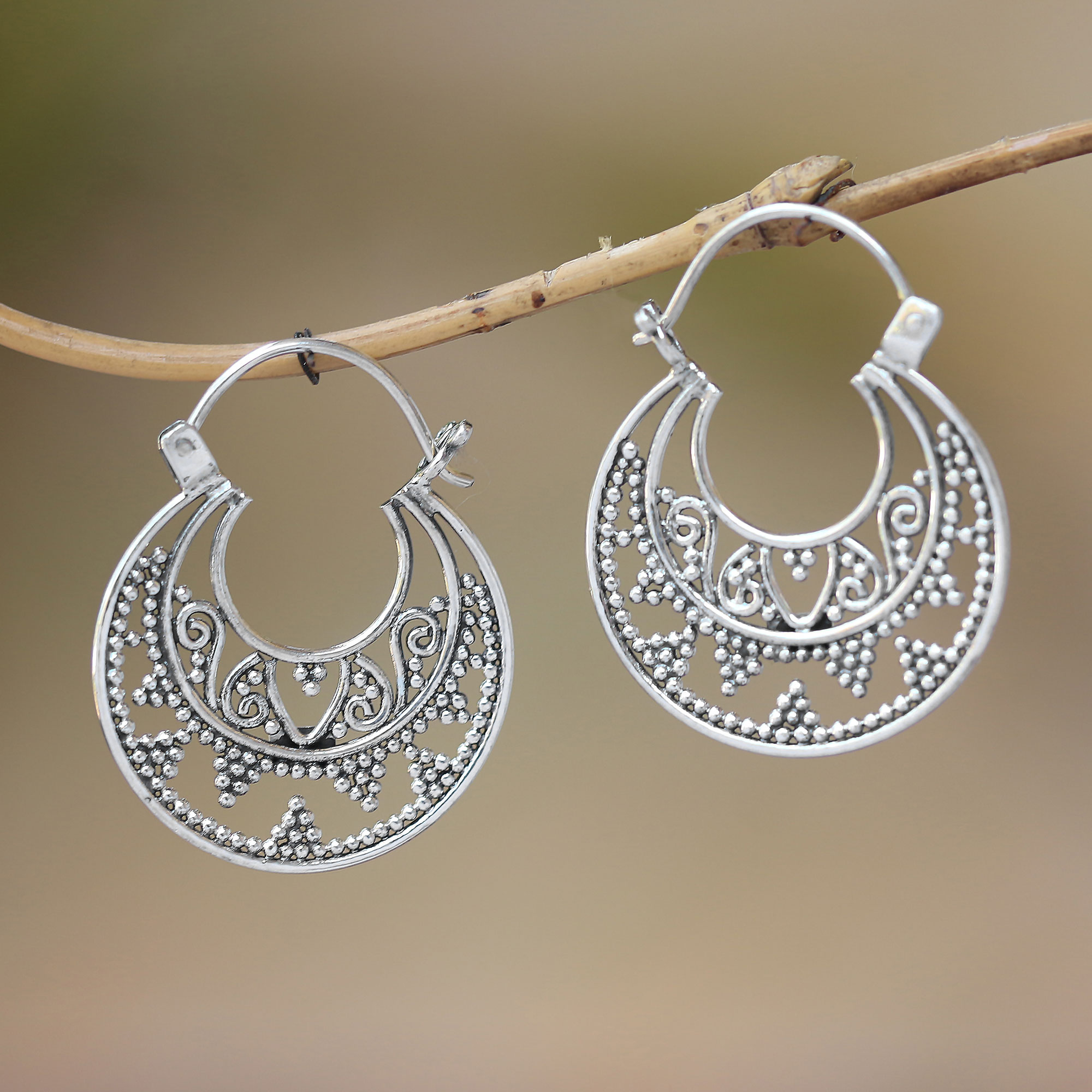 Women Beautiful Hand Work Plain 925 Sterling Solid Silver Bali Earrings,  0.70 Gram at Rs 250.19/pair in Jaipur