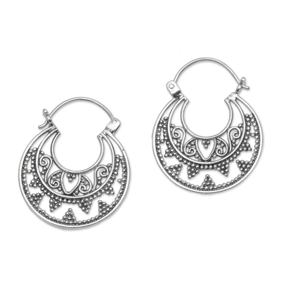 Sterling Silver Hoop Earrings Handcrafted in Bali