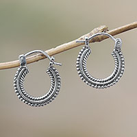 Sterling silver hoop earrings, Luminescent Halo