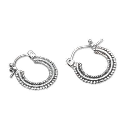 Sterling silver hoop earrings, 'Luminescent Halo' - Sterling Silver Hoop Earrings Handcrafted in Bali