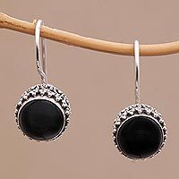 Onyx drop earrings, 'Beauteous'