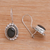 Onyx drop earrings, 'Midnight Charisma' - Onyx and Sterling Silver Drop Earrings Handmade in Bali (image 2c) thumbail