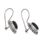 Onyx drop earrings, 'Midnight Charisma' - Onyx and Sterling Silver Drop Earrings Handmade in Bali