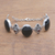 Onyx and garnet link bracelet, 'Enchanting Beauty' - Onyx and Garnet Sterling Silver Link Bracelet from Bali (image 2) thumbail