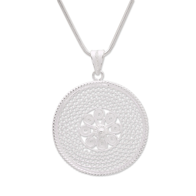 Sterling Silver Filigree Pendant Necklace Handmade in Java