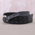 Leather belt, 'Iron Edge' - Black Iron Studded Leather Belt with Contemporary Hook thumbail