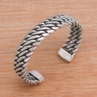 Sterling silver cuff bracelet, Everlasting Link