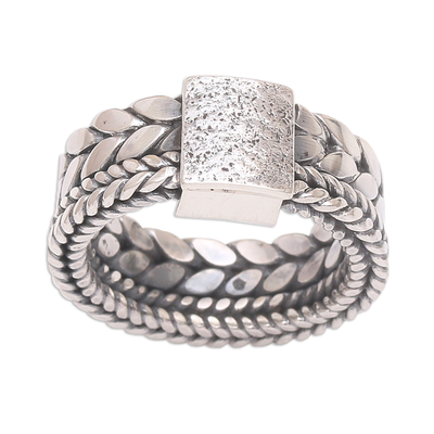 Sterling silver band ring, 'Basilisk Charm' - Sterling Silver Unisex Band Ring Handcrafted in Bali
