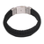 Men's leather wristband bracelet, 'Lineage in Black' - Men's Leather and Sterling Silver Braided Wristband Bracelet (image 2e) thumbail