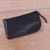 Leather glasses case, 'Elegant Black Curve' - Handcrafted Curved Black Leather Glasses Case thumbail