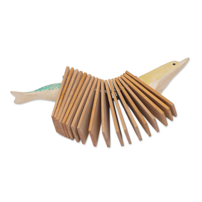 Wood percussion instrument, 'Dolphin Echolocation' - Wood Dolphin Percussion Instrument Hand Carved in Bali