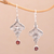 Garnet dangle earrings, 'Tumbling Hearts' - Sterling Silver Tumbling Heart Garnet Dangle Earrings thumbail