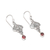 Garnet dangle earrings, 'Tumbling Hearts' - Sterling Silver Tumbling Heart Garnet Dangle Earrings