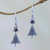 Sterling Silver dangle earrings, 'Garnet Blessing Tree' - Sterling Silver Star Topped Dangle Earrings