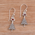 Sterling Silver dangle earrings, 'Garnet Blessing Tree' - Sterling Silver Star Topped Dangle Earrings