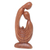 Wood sculpture, 'First Love' - Bali Hand-Carved Wood Parents and Child Family Sculpture