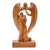 Wood sculpture, 'Angelic Presence' - Hand-Carved Guardian Angel and Couple Suar Wood Sculpture